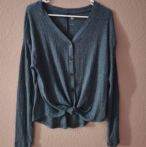 SO long sleeve blouse, teal, size small